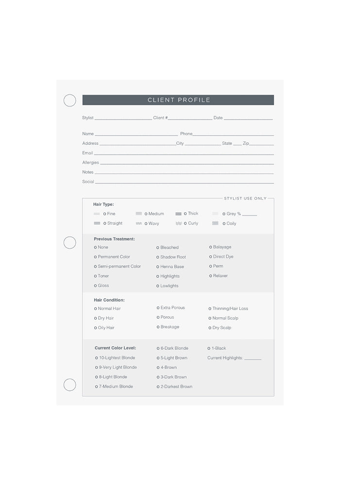 Stylist Client Profile Card