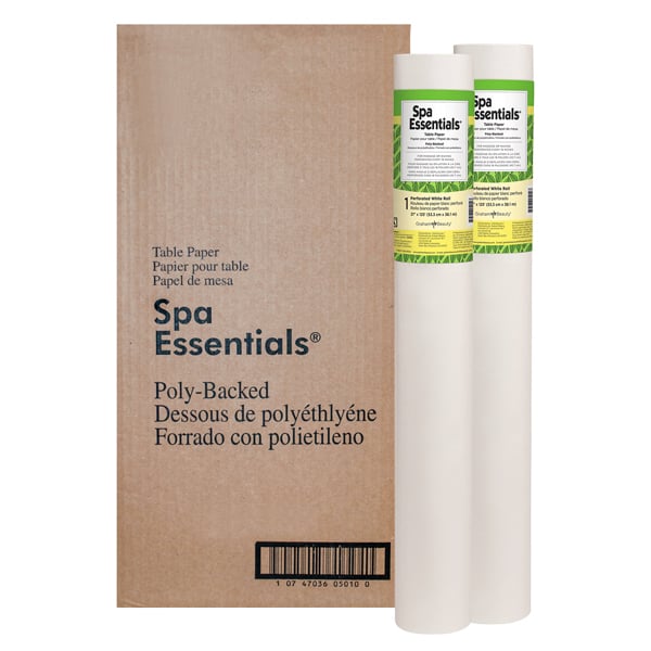 Spa Essentials Poly Backed Table Paper Perforated 21" x 125'