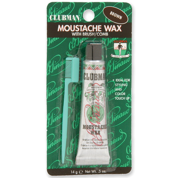 Clubman Pinaud Moustache Wax with Brush/Comb, .5 oz