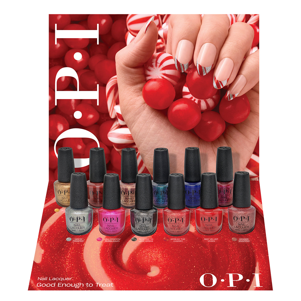 OPI Nail Lacquer, 12 Piece Chipboard Display (OPI Good Enough to Treat Collection)