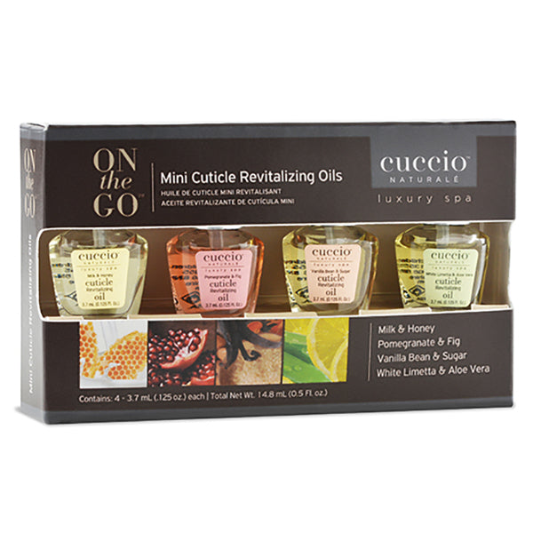 Cuccio Mini Revitalizing Cuticle Oil, 4 Piece Box (Assorted)