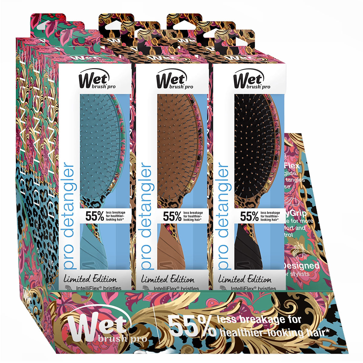 Wet Brush Pro Floral Safari Pro Detangler, 9 Piece Display