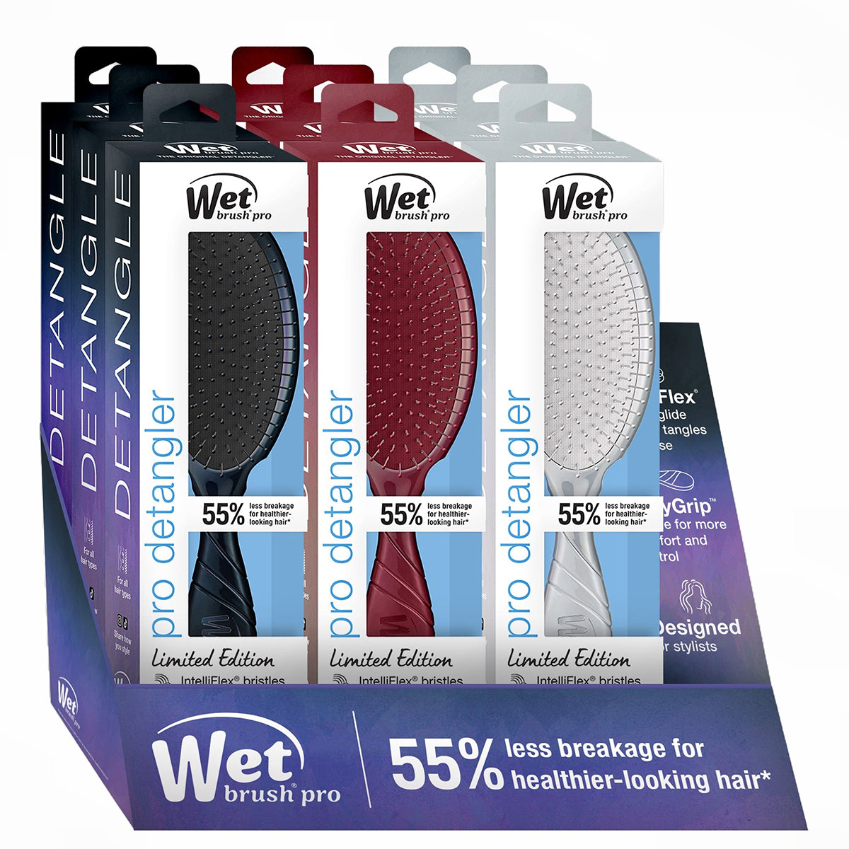Wet Brush Pro Iridescence Icon Pro Detangler, 9 Piece Display