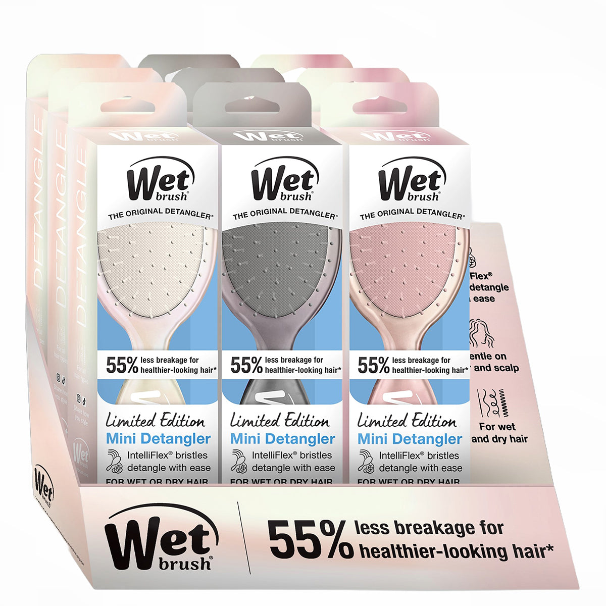 Wet Brush Pro Iridescence Icon Mini Detangler, 9 Piece Display