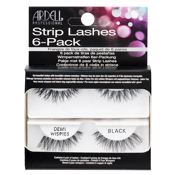 Ardell Natural Strip Lashes, 6 Pack, Demi Wispies Black
