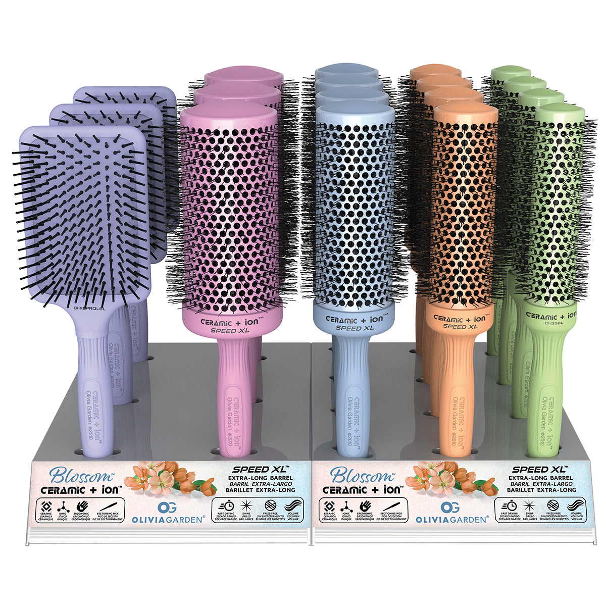 Olivia Garden Blossom Ceramic + Ion Speed XL, 18 Piece Display