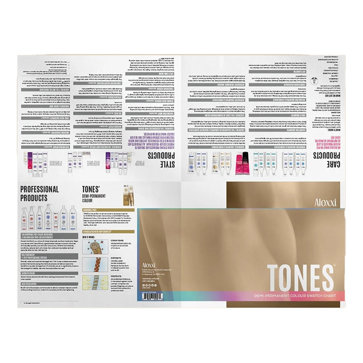 Aloxxi Tones Demi-Permanent Colour Paper Swatch Chart