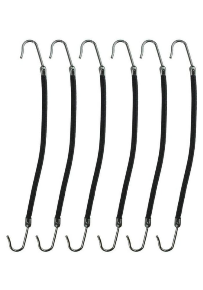 Bungee Professional Quality Elastics With Hooks - Black