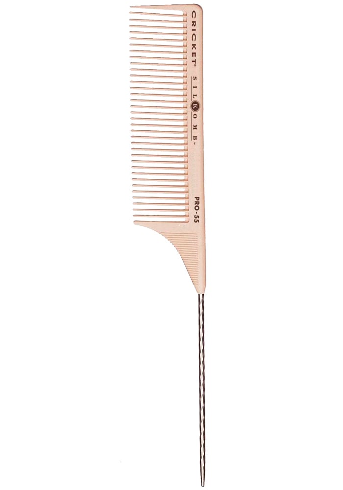 Cream Silkomb Pro-55 Wide Toothed Rattail Comb