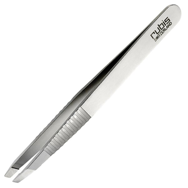 Rubis Stainless Steel ProGrip Slanted Tip Tweezer 3.75"