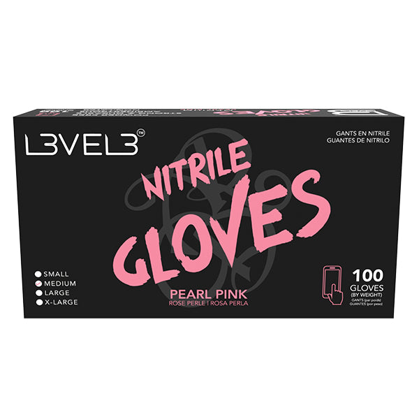 L3VEL3 Nitrile Pearl Pink Gloves, 100 Pack