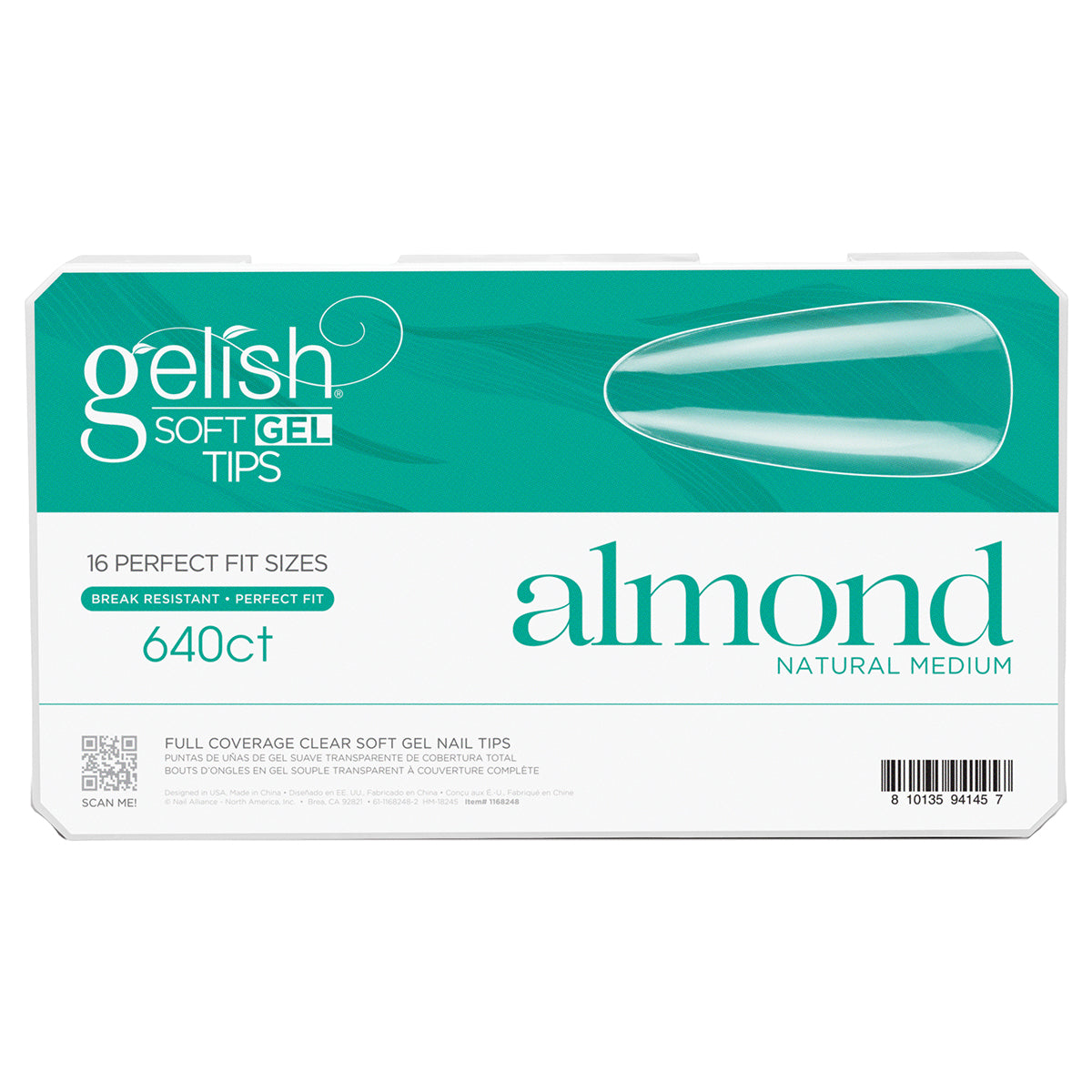 Gelish Soft Gel Tips Almond, 640 Count