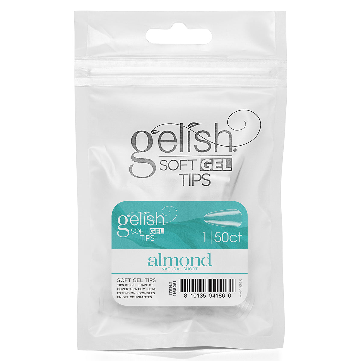 Gelish Soft Gel Tips Short Almond, 50 Count