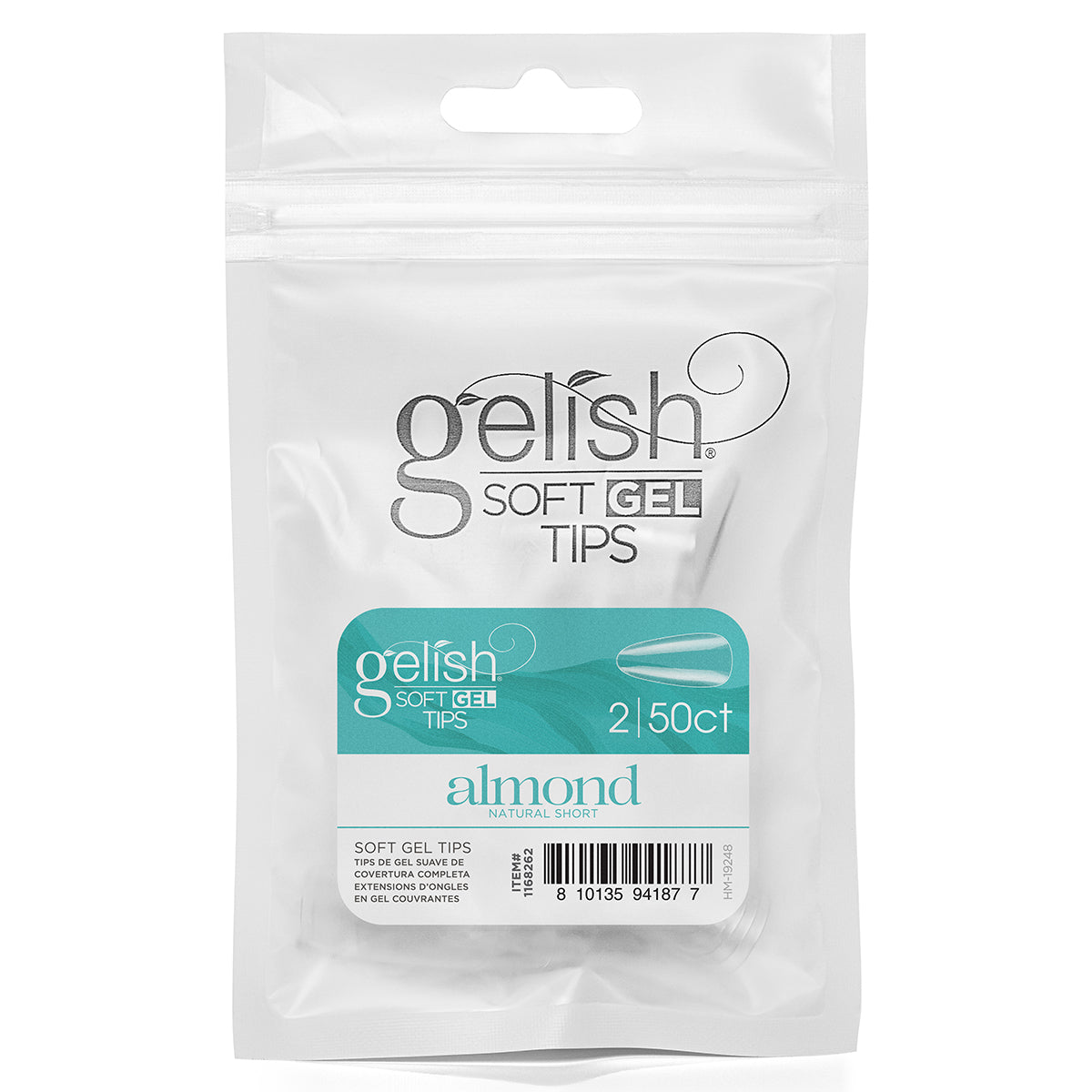 Gelish Soft Gel Tips Short Almond, 50 Count