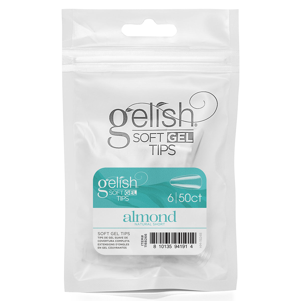 Gelish Soft Gel Tips Short Almond, 50 Count