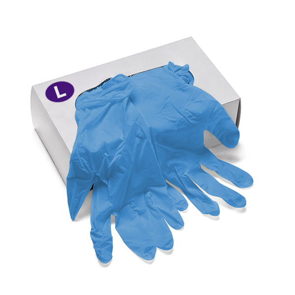 Powder Free Blue Nitrile Gloves, 100 Pack