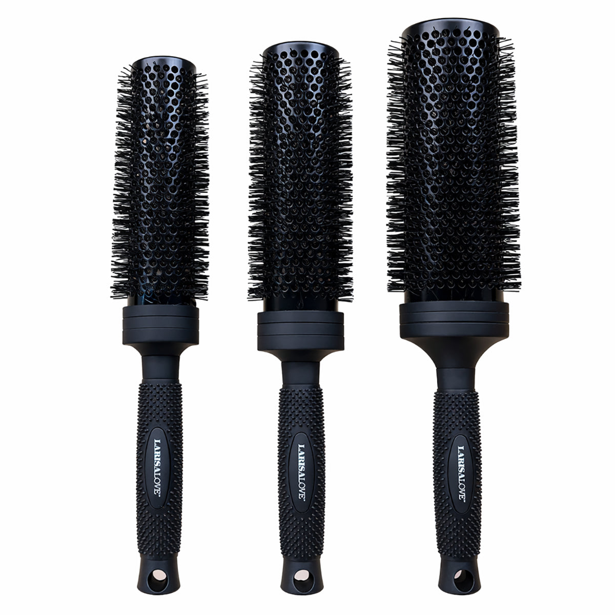 Larisa Love Onyx Ceramic + Ion Round Brush (3 Pack Set)