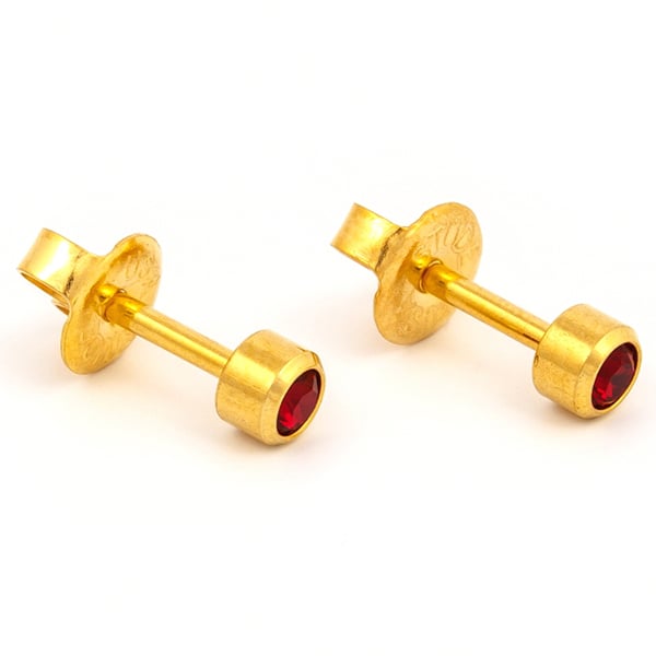 Studex Gold Plated Bezel Set Birthstone Earrings