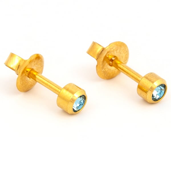 Studex Gold Plated Bezel Set Birthstone Earrings