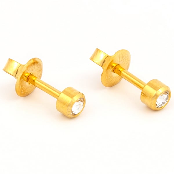 Studex Gold Plated Bezel Set Birthstone Earrings