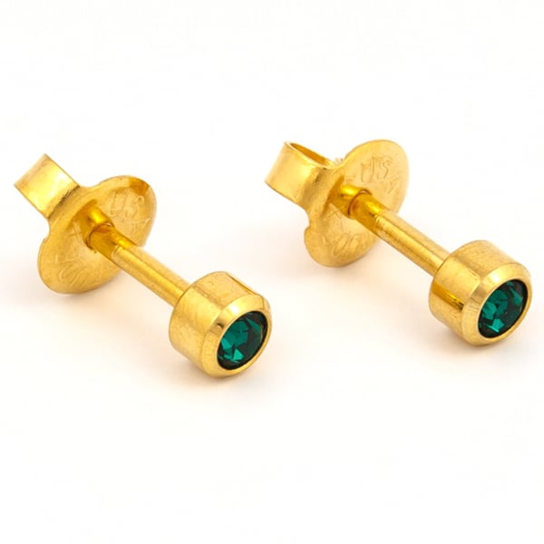 Studex Gold Plated Bezel Set Birthstone Earrings