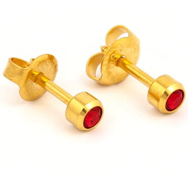 Studex Gold Plated Bezel Set Birthstone Earrings