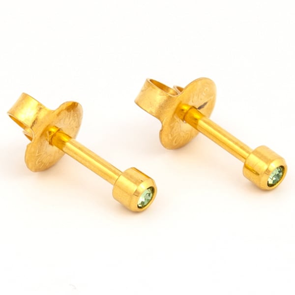 Studex Gold Plated Bezel Set Birthstone Earrings