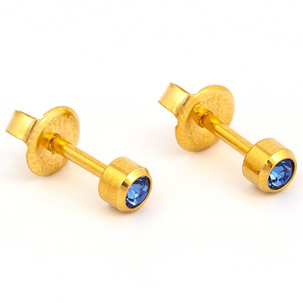 Studex Gold Plated Bezel Set Birthstone Earrings