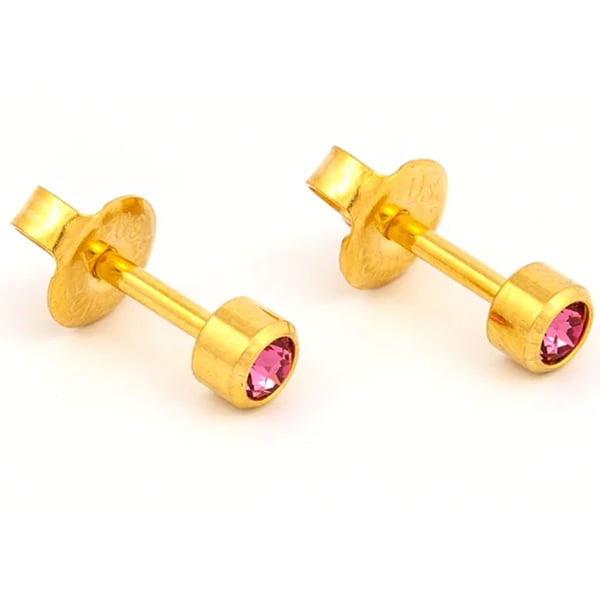 Studex Gold Plated Bezel Set Birthstone Earrings