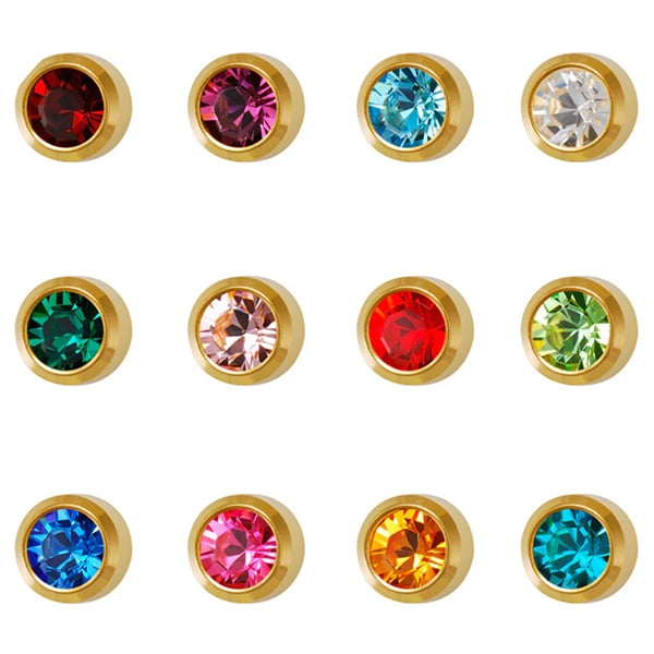 Studex Gold Plated Bezel Set Birthstone Earrings