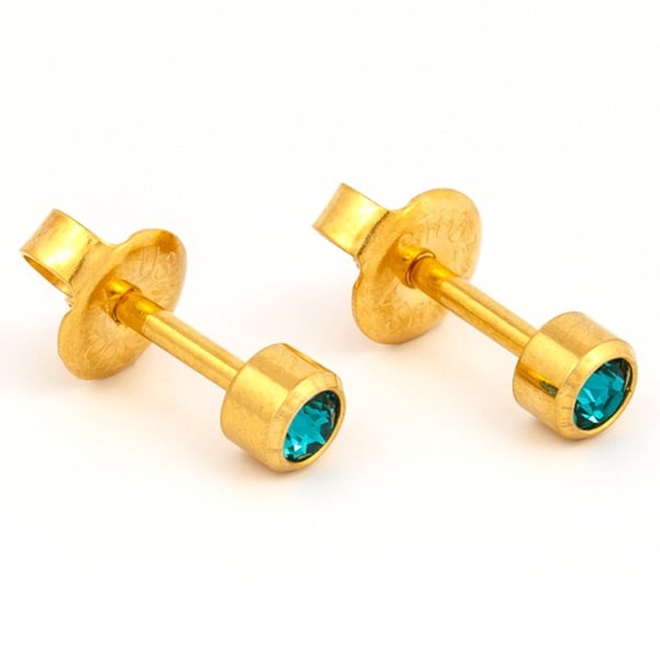 Studex Gold Plated Bezel Set Birthstone Earrings