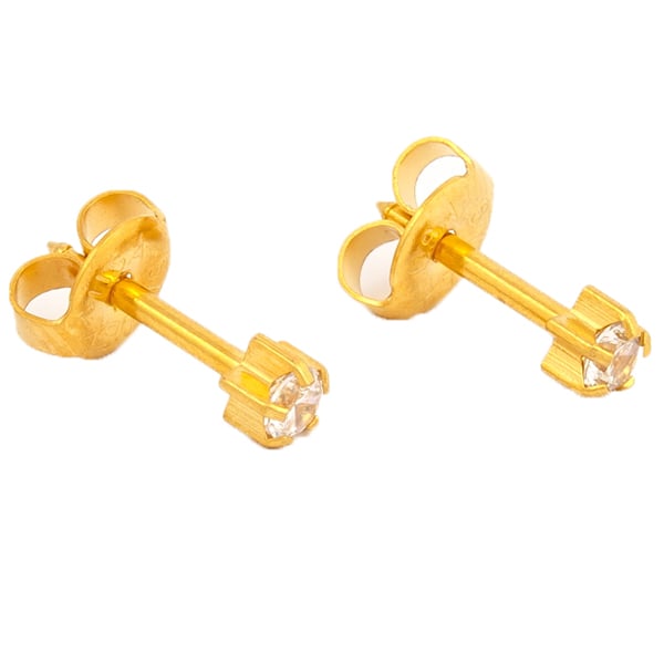 Studex Gold Plated Tiffany Set Earrings, Regular Cubic Zirconia