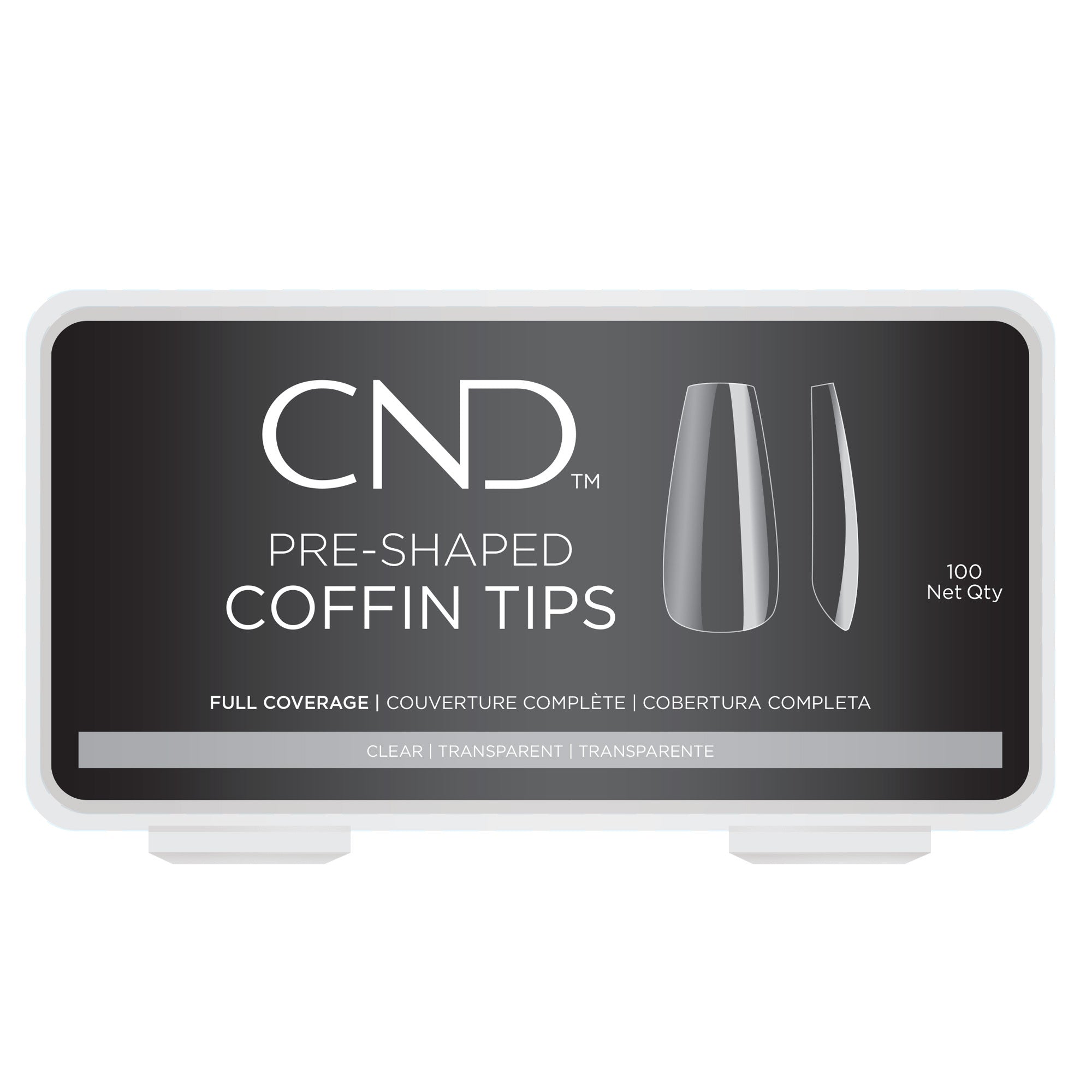 Pre-Shaped Clear Tips - Coffin, 100 count