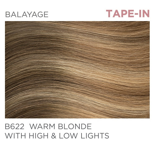 B622 Tape-In 14" - Balayage Warm Blonde with High and Low Lights