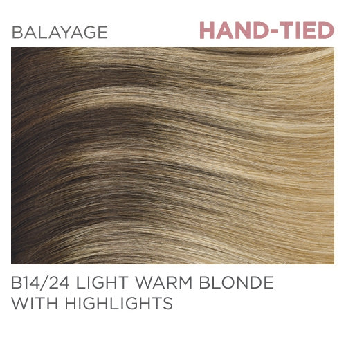 B14/24 Hand-Tied 14" - Balayage Light Warm Blonde / Highlights