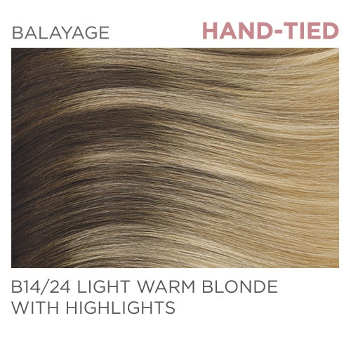 B14/24 Hand-Tied 22" - Balayage Light Warm Blonde / Highlights