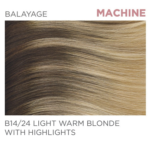 B14/24 Machine-Tied 14" - Balayage Light Warm Blonde / Highlights