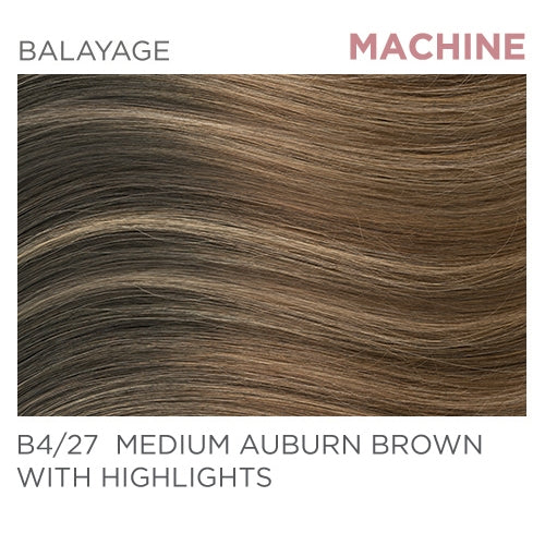 B4/27 Machine-Tied 14" - Balayage Auburn Brown / Highlights