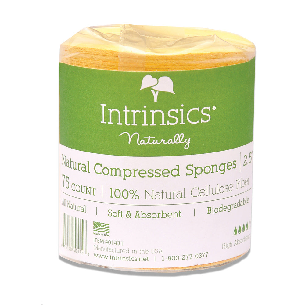 Cellulose Compressed Sponges 2 1/2 Inch Natural 75/Pack