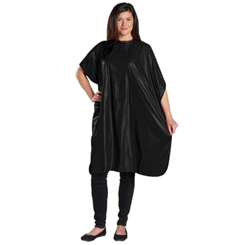 The Burmax Company Scalpmaster Black Vinyl Shampoo Cape Velcro Neck Closure-Sr