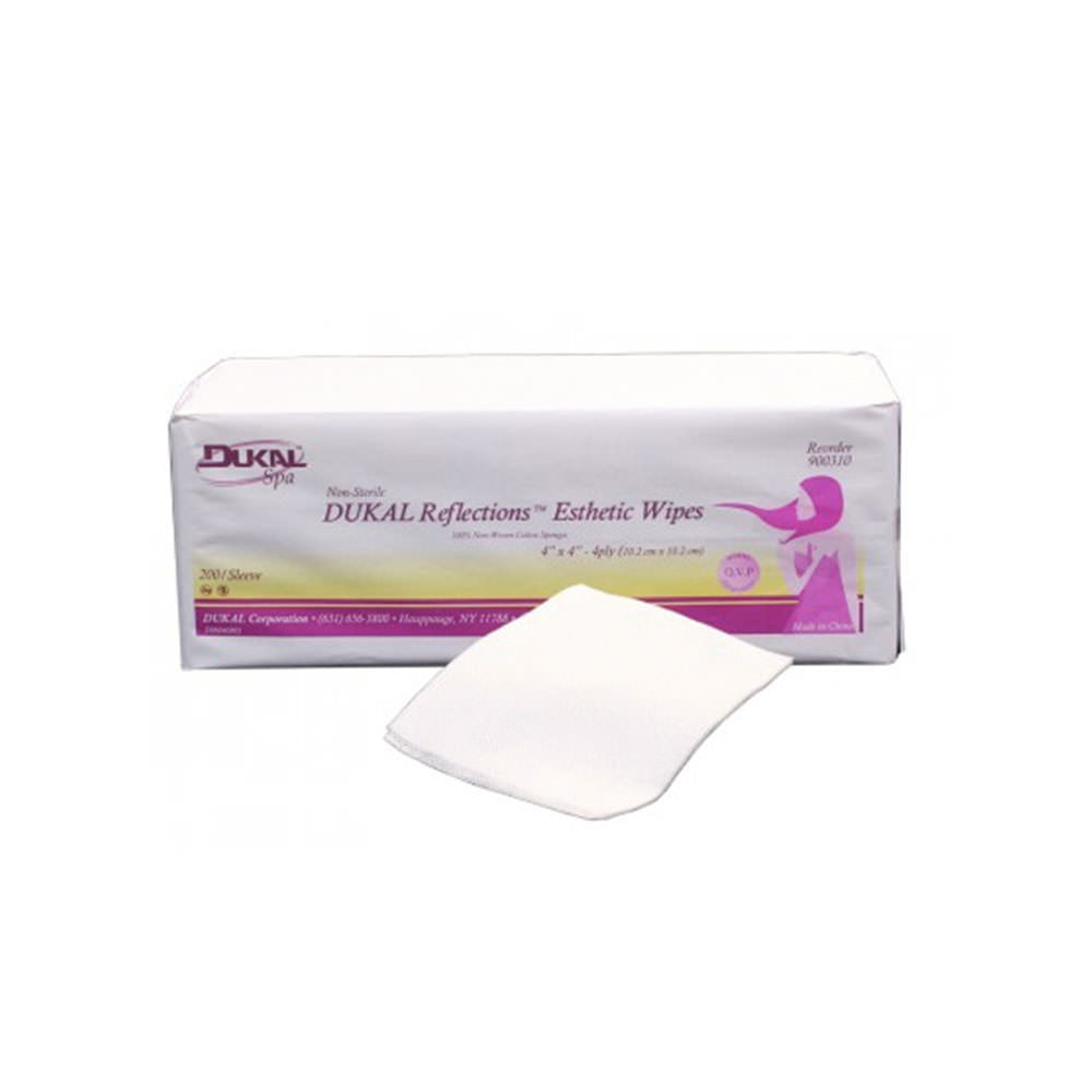 Nonwoven Esthetic Wipes 4" X 4" 100% Cotton 200/Bag