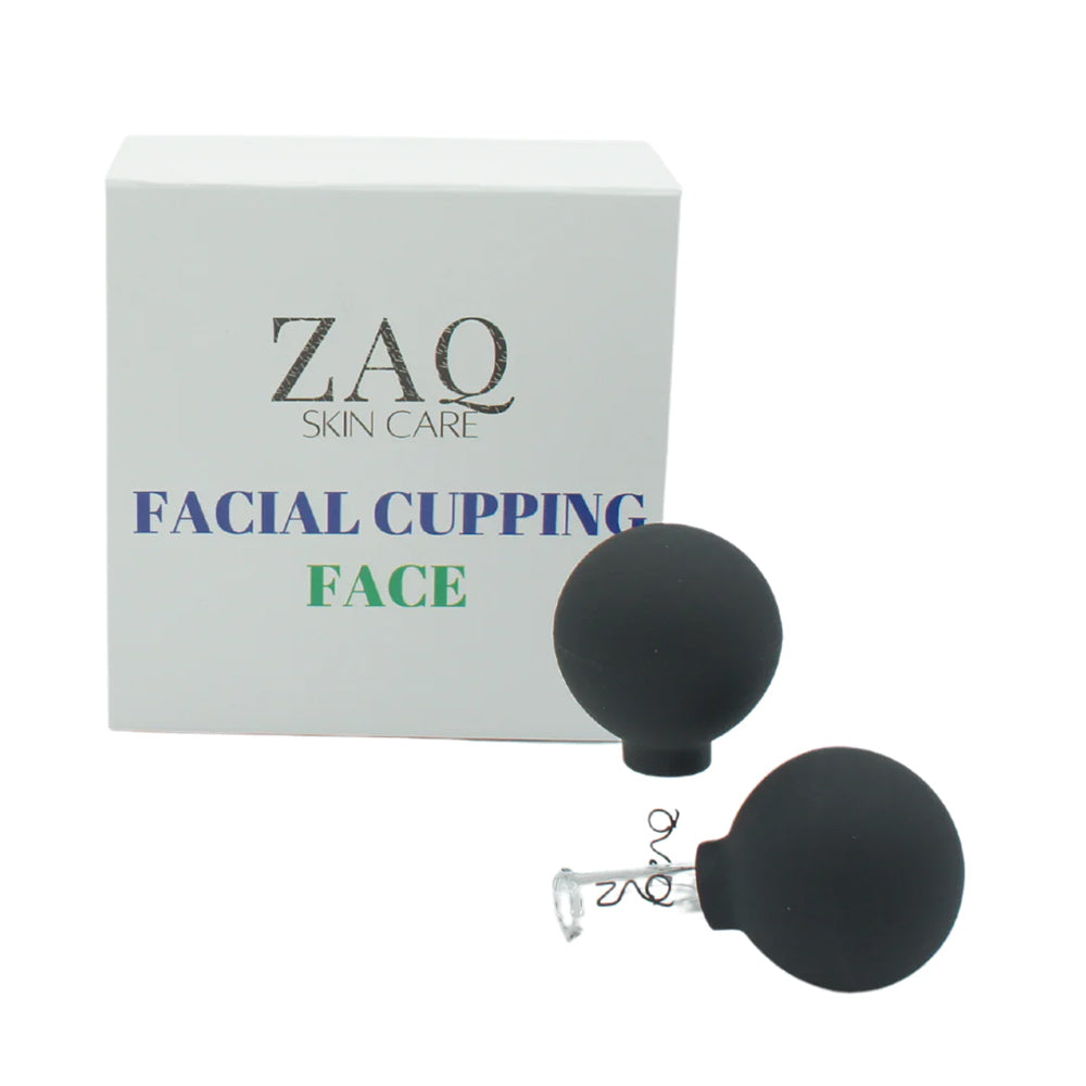 Zaq Glass Facial Cupping 2Pc Set Black