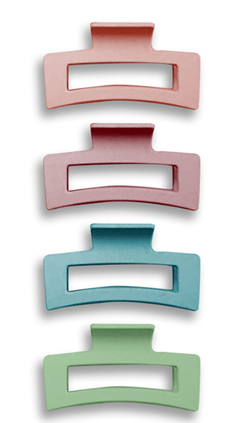 Rectangular Claw Clips, 4pk Pastels