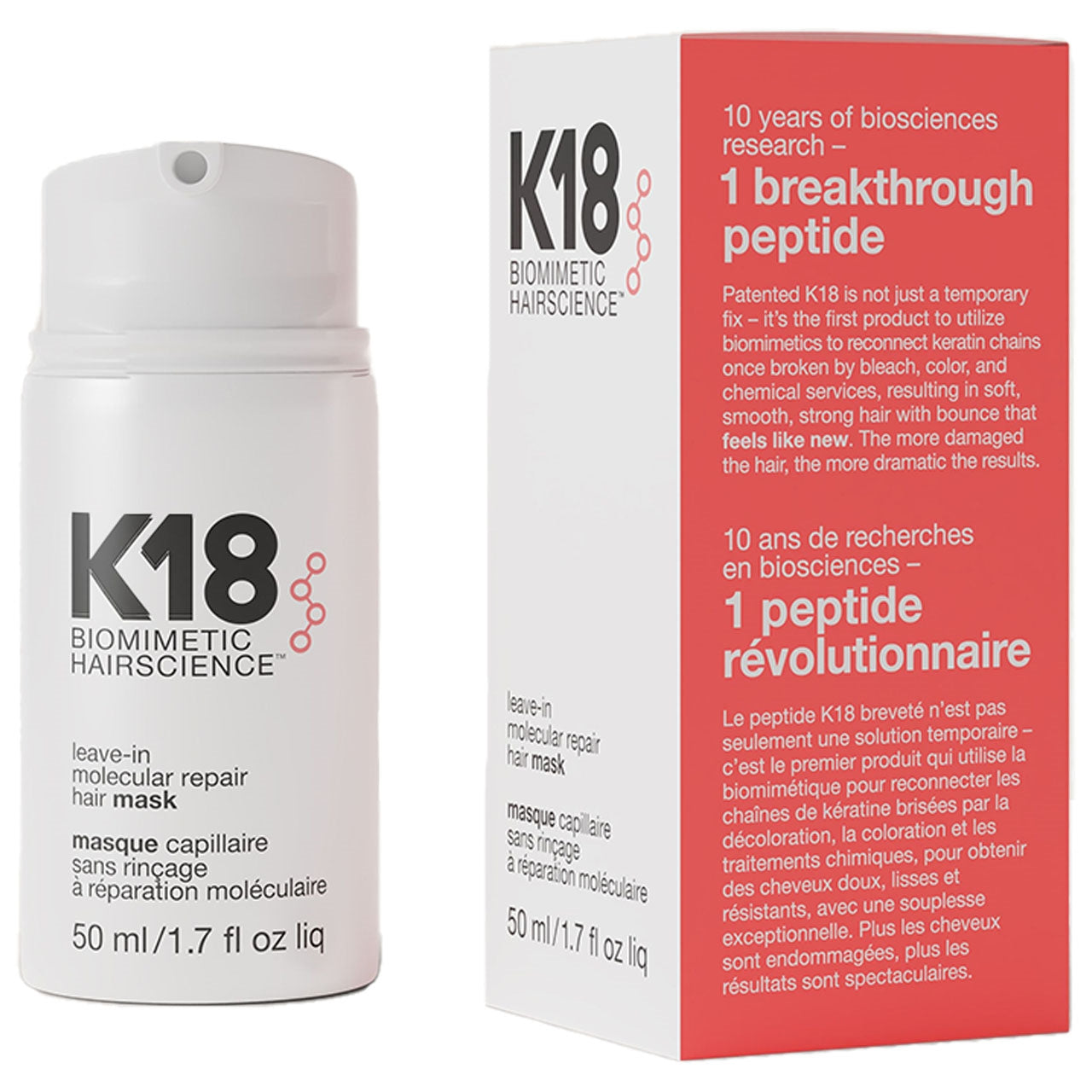 K18 leave-in molecular repair hair mask 1.7 Fl. Oz.
