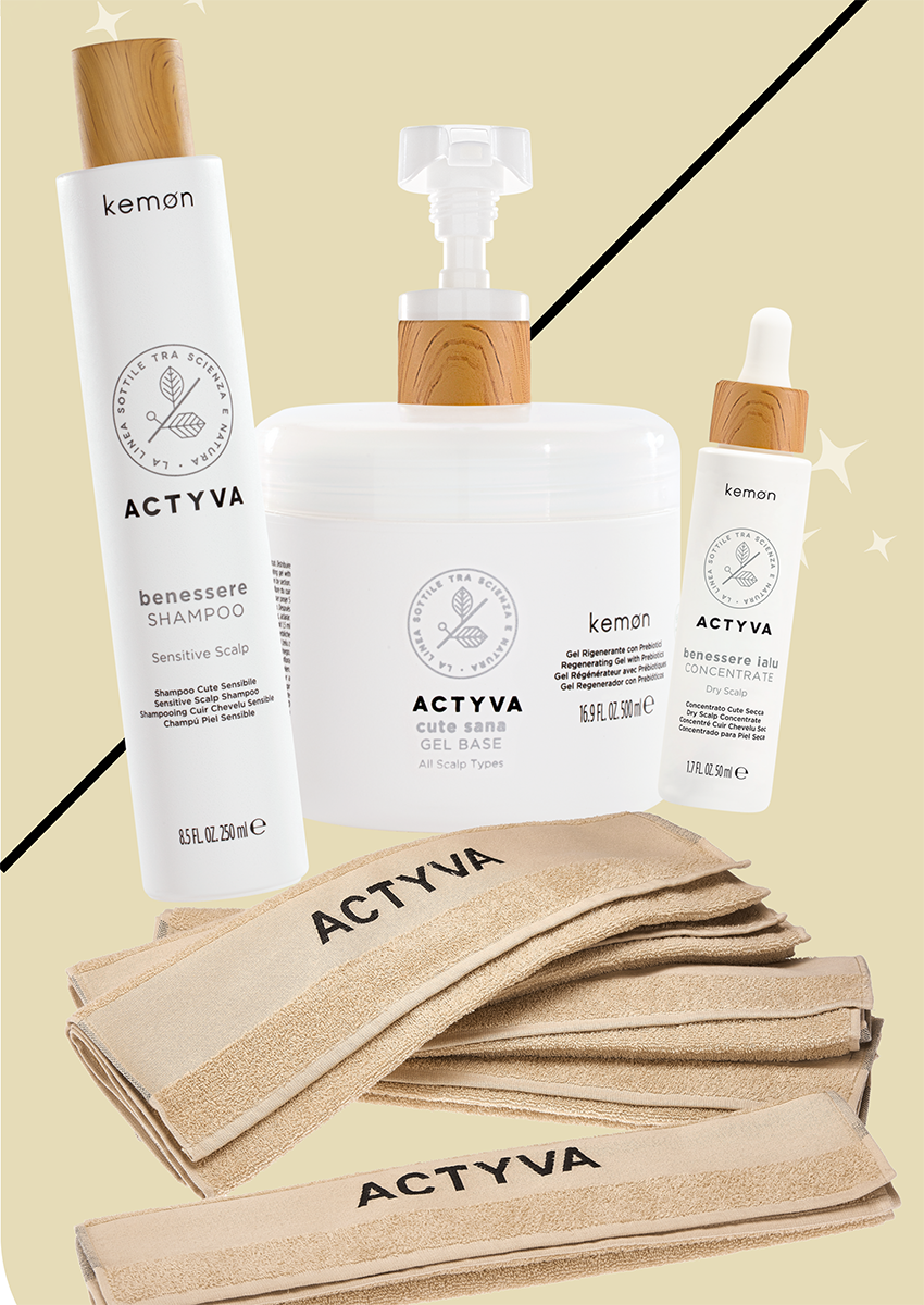 KEMON DRY SCALP: BENESSERE SHAMPOO, CUTE SANA, LALU, 5PK TOWELS