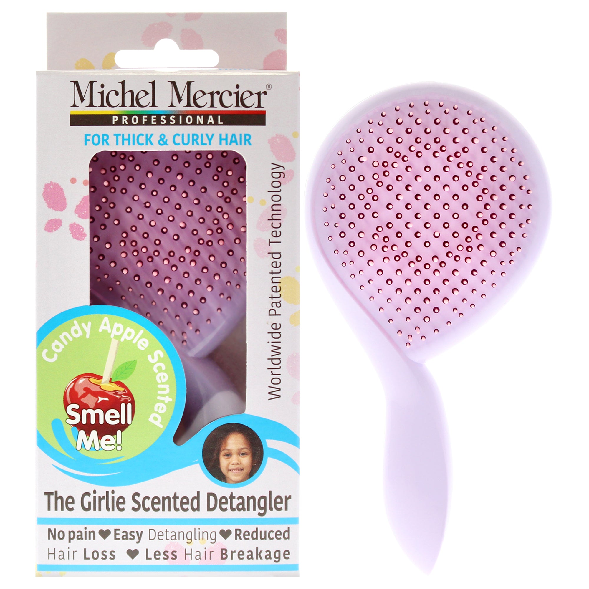 The Girlie Scented Detangler Brush Candy Apple Thick and Curly Hair