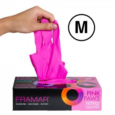 GLOVES: Pink Paws Nitrile Gloves - Medium