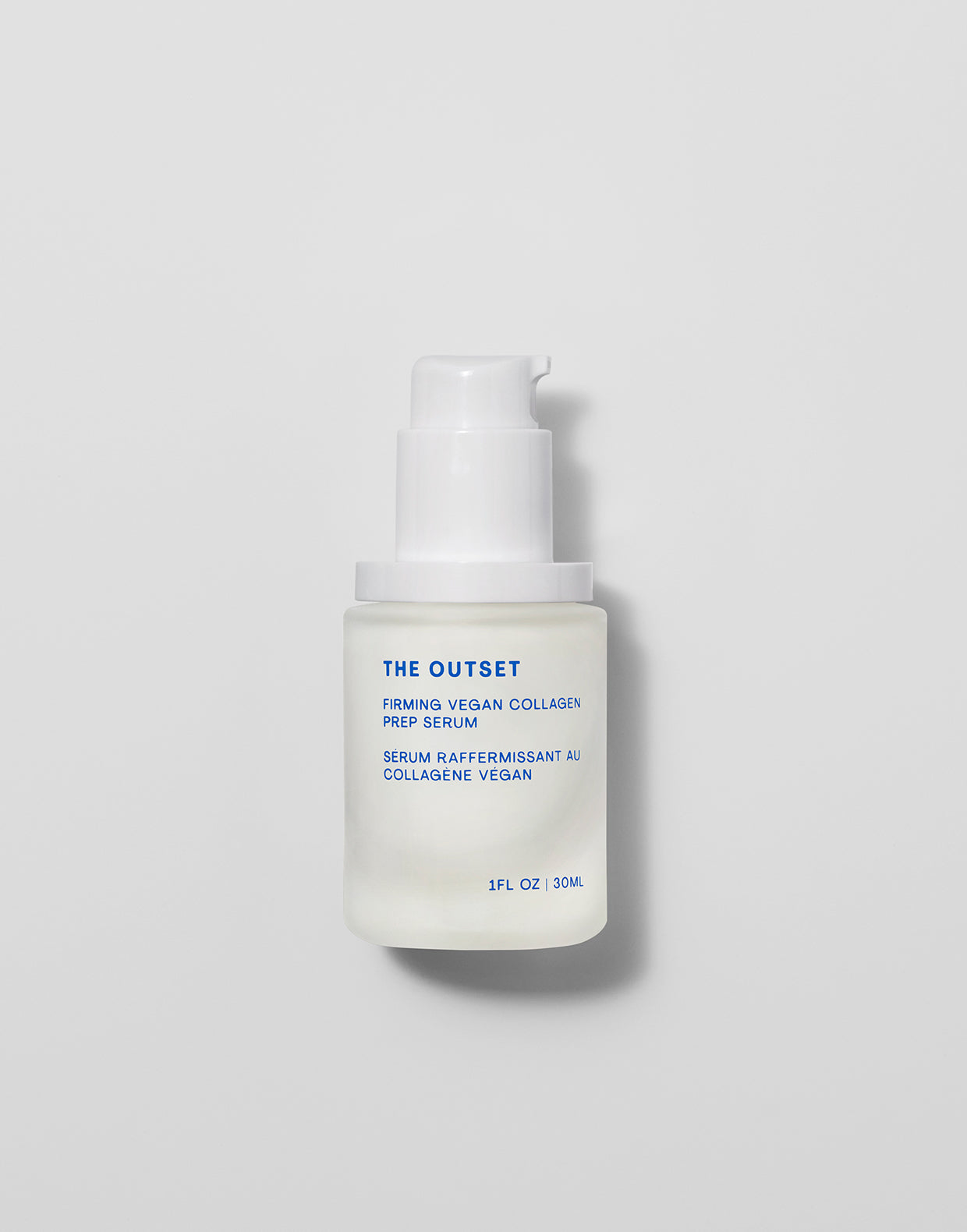 Front photo of The Outset's Firming Vegan Collagen Prep Serum with cap off